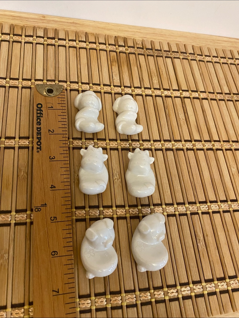 White Ceramic Small Pet Figurine Set - Cute Animal Chopstick Holders